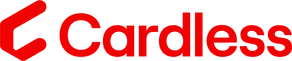 Red Cardless logo on black background